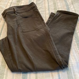 Army green skinny ankle jean